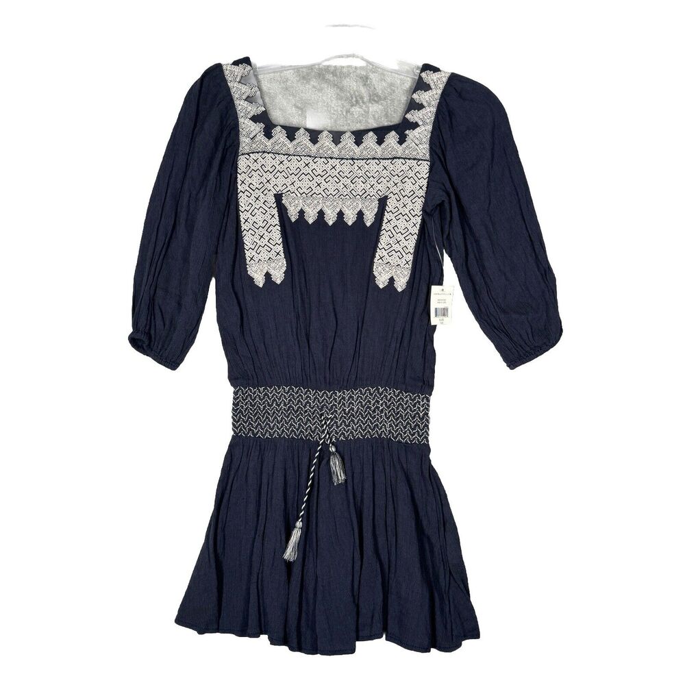 Ralph Lauren Dress Womens XS Blue White Lace Mini Dress Denim & Supply Bohemian